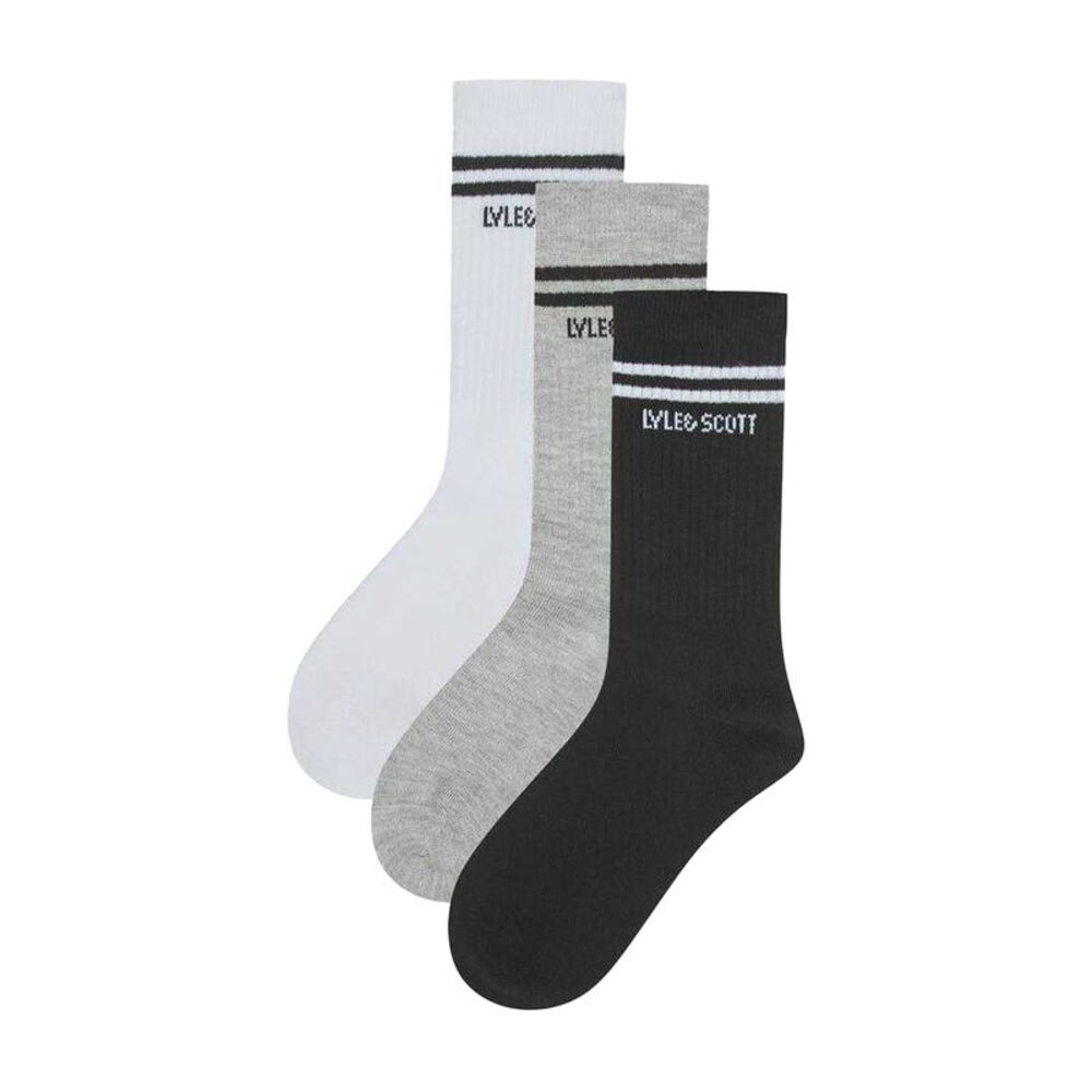 Lyle & Scott Childrens/Kids Crew Socks (Pack of 3) / White/Black/Gray